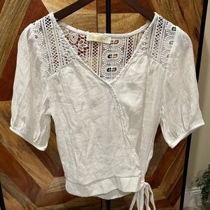 Rebellion White Crochet Wrap Blouse